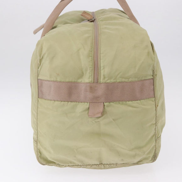 PRADA Boston Bag Nylon Khaki Silver Auth 192536