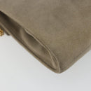 Christian Dior Chain Shoulder Bag Suede Beige Gold Auth 192537-15