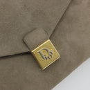 Christian Dior Chain Shoulder Bag Suede Beige Gold Auth 192537-16