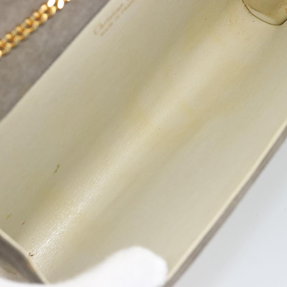 Christian Dior Chain Shoulder Bag Suede Beige Gold Auth 192537