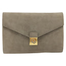 Christian Dior Chain Shoulder Bag Suede Beige Gold Auth 192537-2