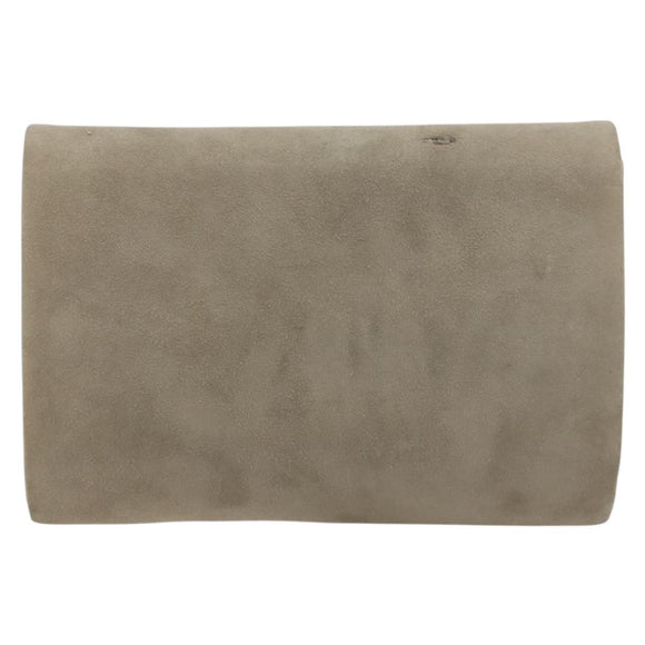 Christian Dior Chain Shoulder Bag Suede Beige Gold Auth 192537