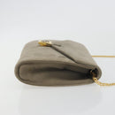 Christian Dior Chain Shoulder Bag Suede Beige Gold Auth 192537-5
