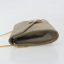 Christian Dior Chain Shoulder Bag Suede Beige Gold Auth 192537-6