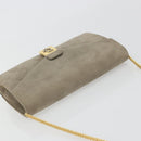 Christian Dior Chain Shoulder Bag Suede Beige Gold Auth 192537-7