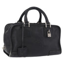 LOEWE Anagram Americana 28 Hand Bag Leather Gold Black Auth 192538-1
