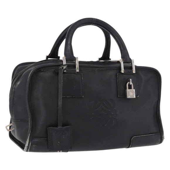LOEWE Anagram Americana 28 Hand Bag Leather Gold Black Auth 192538