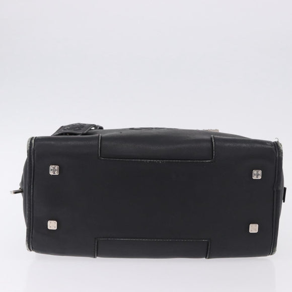 LOEWE Anagram Americana 28 Hand Bag Leather Gold Black Auth 192538
