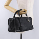 LOEWE Anagram Americana 28 Hand Bag Leather Gold Black Auth 192538-25