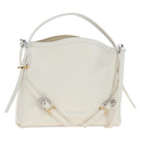 GIVENCHY Voyou Shoulder Bag Leather 2way White Silver gold Auth 192539V-1