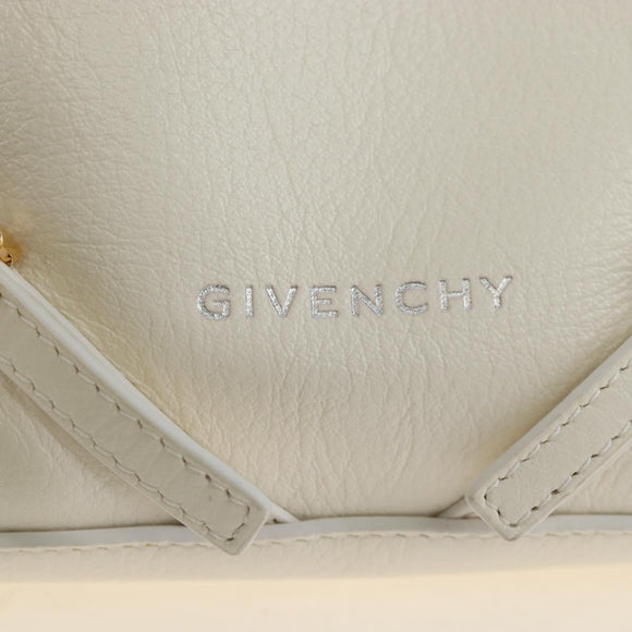 GIVENCHY Voyou Shoulder Bag Leather 2way White Silver gold Auth 192539V