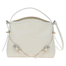 GIVENCHY Voyou Shoulder Bag Leather 2way White Silver gold Auth 192539V-2