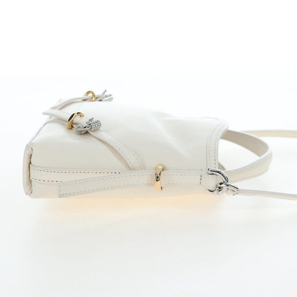 GIVENCHY Voyou Shoulder Bag Leather 2way White Silver gold Auth 192539V