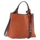 TOD'S Hand Bag Leather 2way Orange Silver Auth 192540V-1