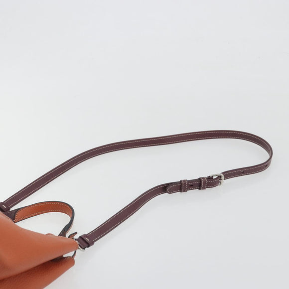 TOD'S Hand Bag Leather 2way Orange Silver Auth 192540V