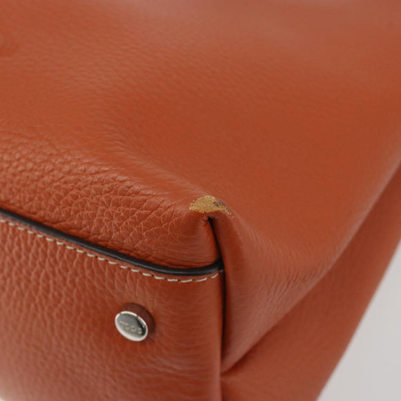 TOD'S Hand Bag Leather 2way Orange Silver Auth 192540V
