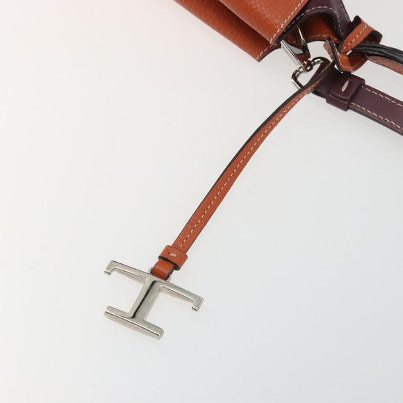 TOD'S Hand Bag Leather 2way Orange Silver Auth 192540V