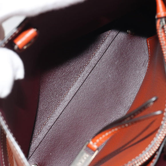 TOD'S Hand Bag Leather 2way Orange Silver Auth 192540V
