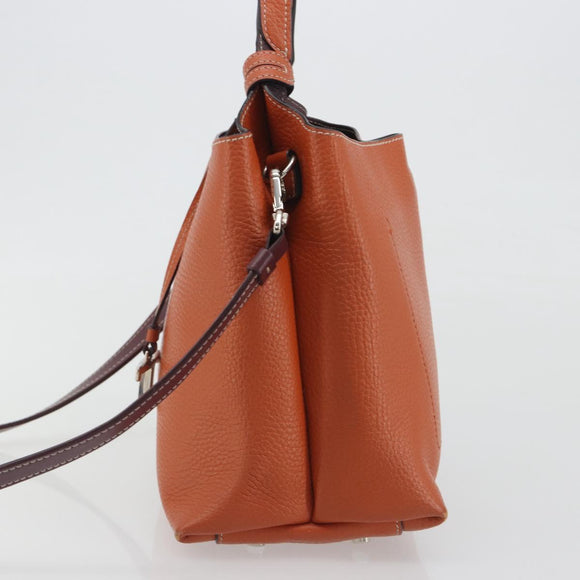 TOD'S Hand Bag Leather 2way Orange Silver Auth 192540V