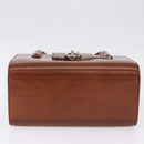 CARTIER PANTHERE Hand Bag Patent Leather Brown Silver Auth 192541-10