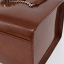 CARTIER PANTHERE Hand Bag Patent Leather Brown Silver Auth 192541-12