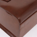CARTIER PANTHERE Hand Bag Patent Leather Brown Silver Auth 192541-13