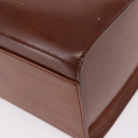 CARTIER PANTHERE Hand Bag Patent Leather Brown Silver Auth 192541
