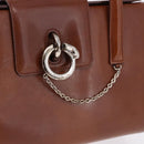 CARTIER PANTHERE Hand Bag Patent Leather Brown Silver Auth 192541-15