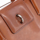 CARTIER PANTHERE Hand Bag Patent Leather Brown Silver Auth 192541-16