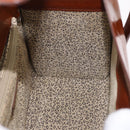 CARTIER PANTHERE Hand Bag Patent Leather Brown Silver Auth 192541-20