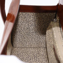 CARTIER PANTHERE Hand Bag Patent Leather Brown Silver Auth 192541-21