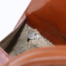 CARTIER PANTHERE Hand Bag Patent Leather Brown Silver Auth 192541-22