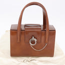 CARTIER PANTHERE Hand Bag Patent Leather Brown Silver Auth 192541-25
