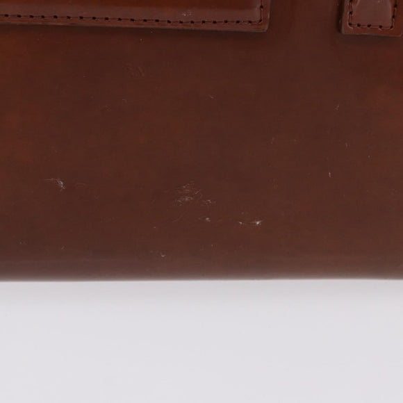 CARTIER PANTHERE Hand Bag Patent Leather Brown Silver Auth 192541