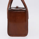 CARTIER PANTHERE Hand Bag Patent Leather Brown Silver Auth 192541-5