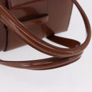 CARTIER PANTHERE Hand Bag Patent Leather Brown Silver Auth 192541-8