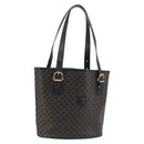 CELINE Macadam Canvas Tote Bag PVC Leather Black Gold Auth 192542A-1