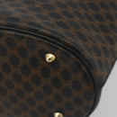 CELINE Macadam Canvas Tote Bag PVC Leather Black Gold Auth 192542A-10