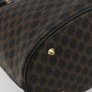 CELINE Macadam Canvas Tote Bag PVC Leather Black Gold Auth 192542A-11