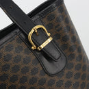 CELINE Macadam Canvas Tote Bag PVC Leather Black Gold Auth 192542A-14