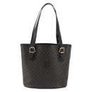 CELINE Macadam Canvas Tote Bag PVC Leather Black Gold Auth 192542A-2