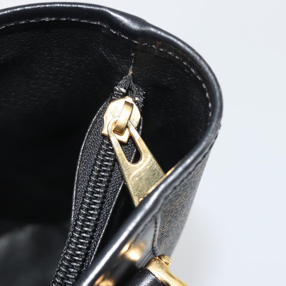CELINE Macadam Canvas Tote Bag PVC Leather Black Gold Auth 192542A