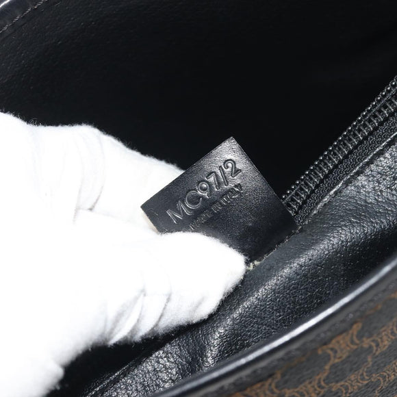 CELINE Macadam Canvas Tote Bag PVC Leather Black Gold Auth 192542A