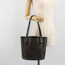 CELINE Macadam Canvas Tote Bag PVC Leather Black Gold Auth 192542A-24