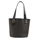 CELINE Macadam Canvas Tote Bag PVC Leather Black Gold Auth 192542A-3