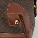 CELINE Macadam Canvas Boston Bag PVC Leather Brown Gold Auth 192543-15