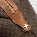 CELINE Macadam Canvas Boston Bag PVC Leather Brown Gold Auth 192543-17