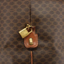 CELINE Macadam Canvas Boston Bag PVC Leather Brown Gold Auth 192543-18