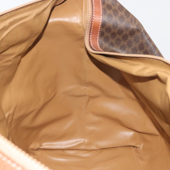 CELINE Macadam Canvas Boston Bag PVC Leather Brown Gold Auth 192543