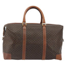 CELINE Macadam Canvas Boston Bag PVC Leather Brown Gold Auth 192543-13